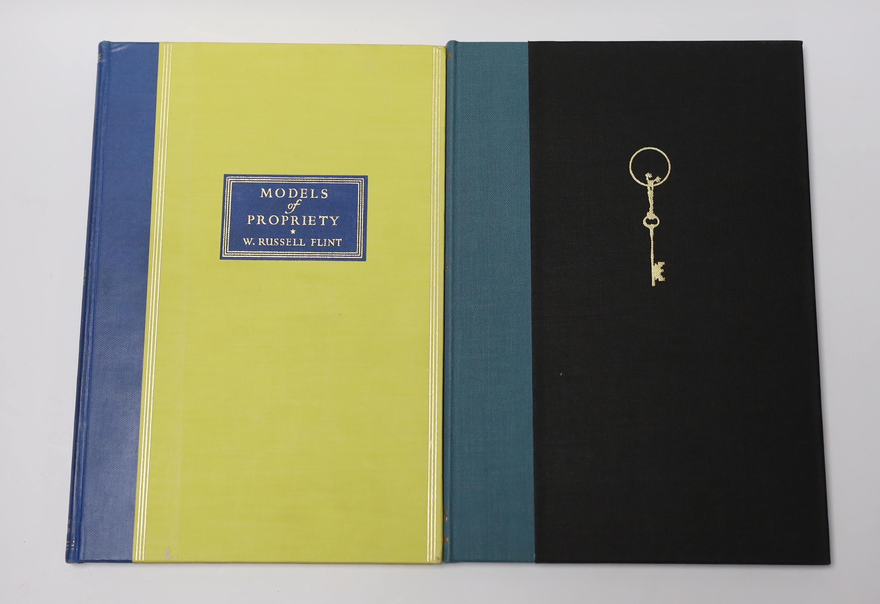 Flint, Sir William Russell - 2 works - Shadows in Arcady, one of 500, signed, 4to, cloth, Charles Skilton, London, 1965, in slip case; Models of Propriety, one of 500, signed, Michael Joseph, London, 1951, in slip case a